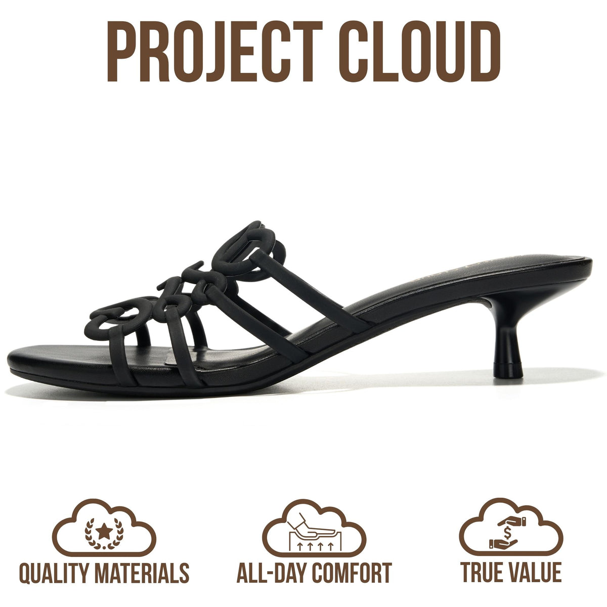 Project Cloud Women's | 1.8 inch Kitten Heels Sandals | Memory Foam Insole | Lightweight | Non-Slip - Mandala - Project Cloud - Sandals -Shop Project Cloud premium footwear Now!