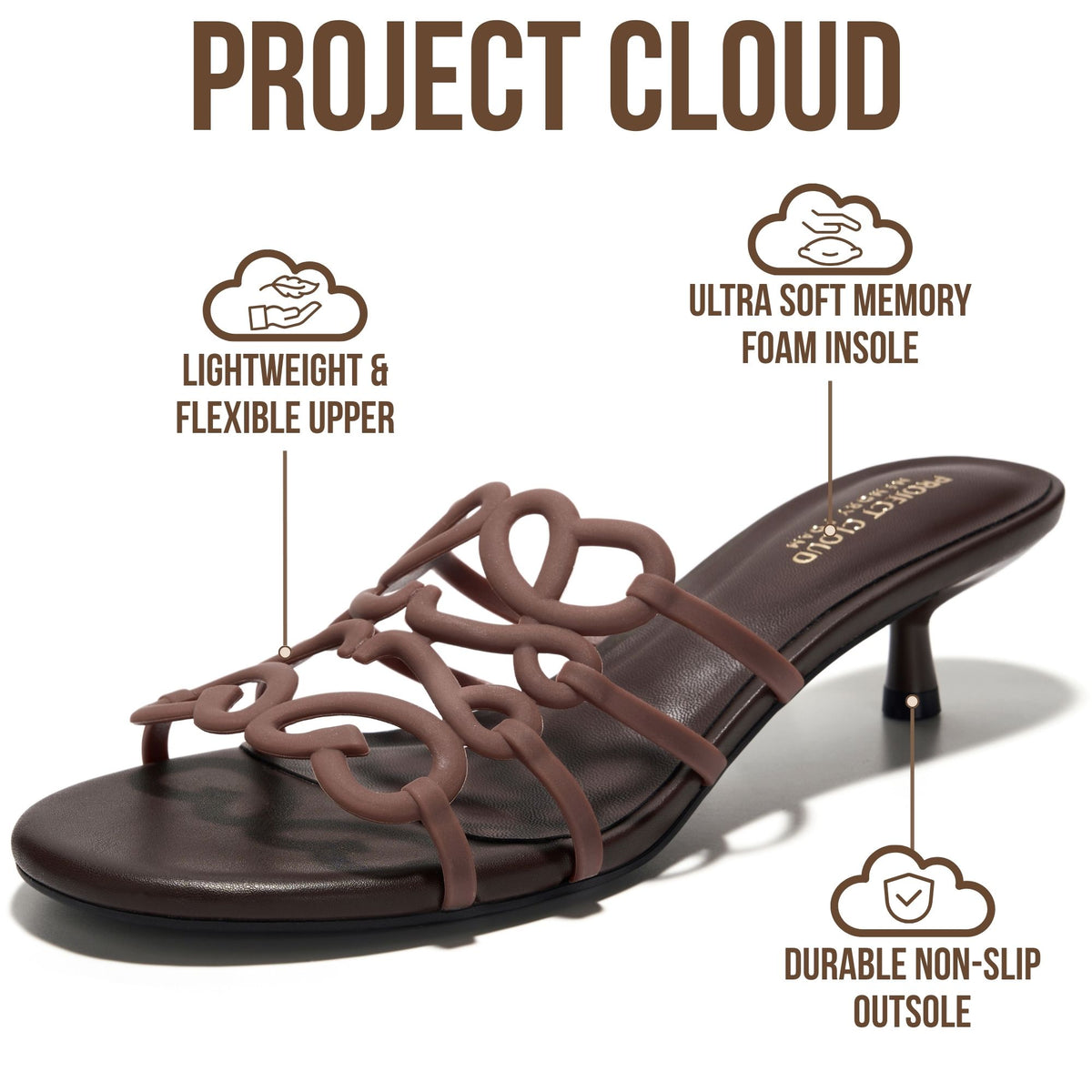Project Cloud Women's | 1.8 inch Kitten Heels Sandals | Memory Foam Insole | Lightweight | Non-Slip - Mandala - Project Cloud - Sandals -Shop Project Cloud premium footwear Now!