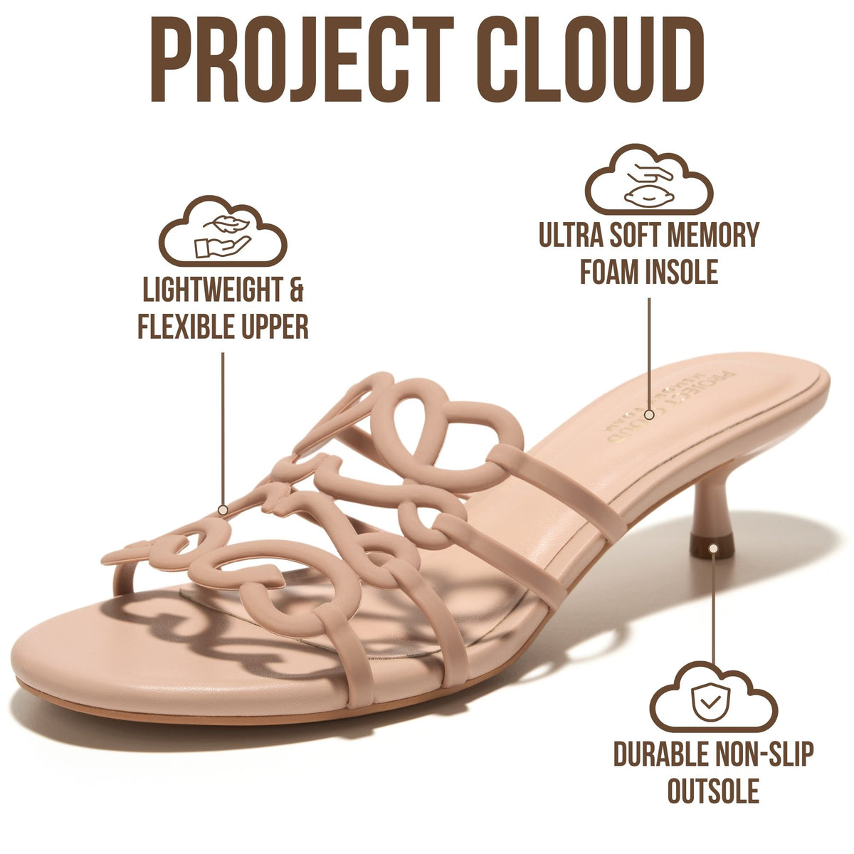 Project Cloud Women's | 1.8 inch Kitten Heels Sandals | Memory Foam Insole | Lightweight | Non-Slip - Mandala - Project Cloud - Sandals -Shop Project Cloud premium footwear Now!