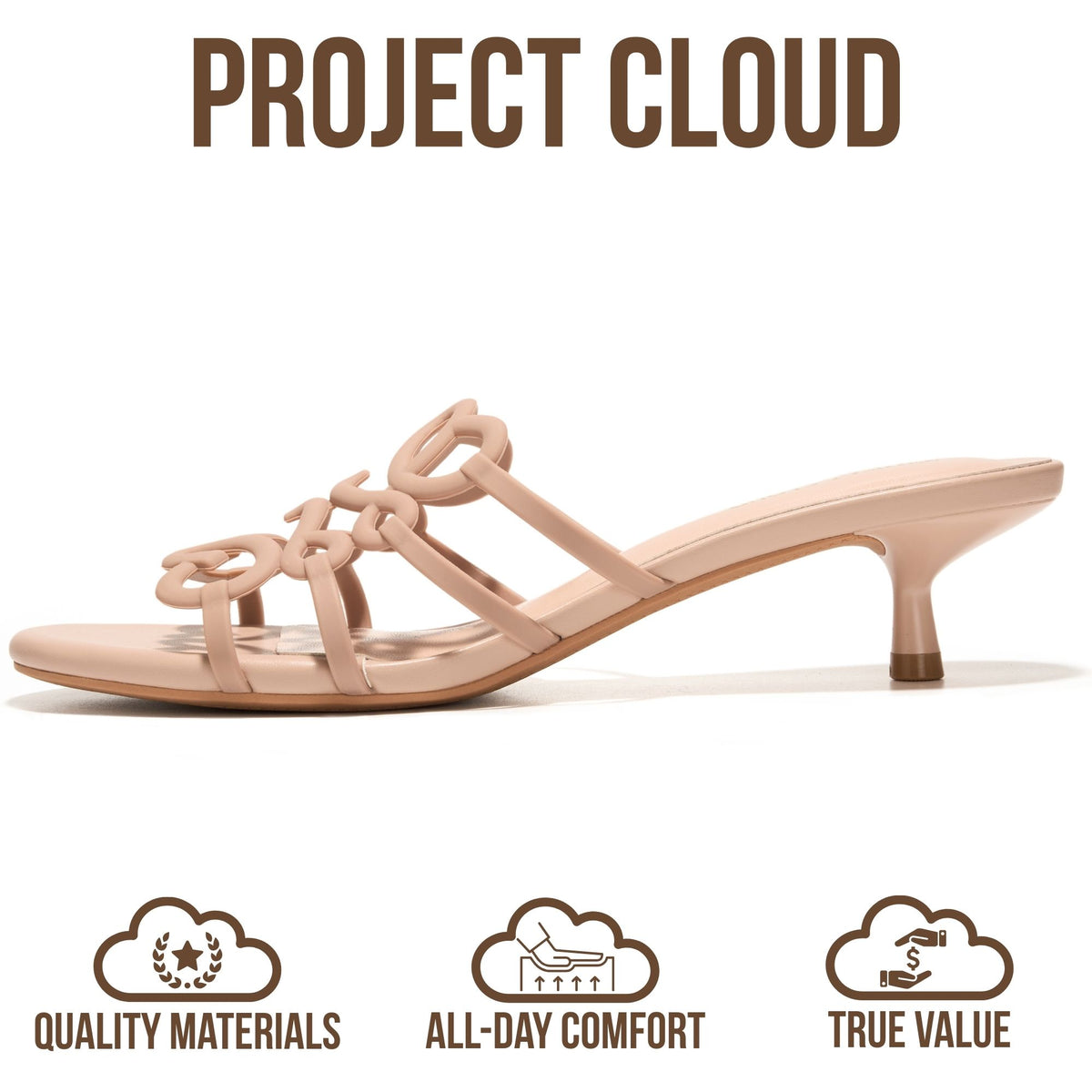 Project Cloud Women's | 1.8 inch Kitten Heels Sandals | Memory Foam Insole | Lightweight | Non-Slip - Mandala - Project Cloud - Sandals -Shop Project Cloud premium footwear Now!
