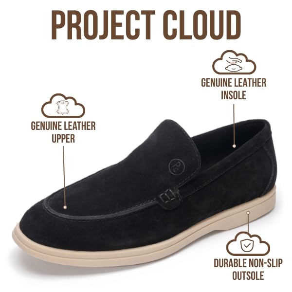 Project Cloud Men's |  100% Genuine Leather - Venetian Loafers | Memory Foam | Lightweight | Non-Slip - Mark