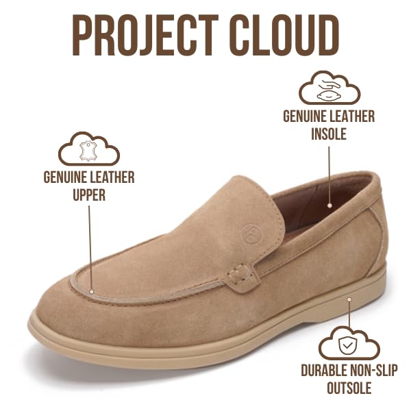 Project Cloud Men's |  100% Genuine Leather - Venetian Loafers | Memory Foam | Lightweight | Non-Slip - Mark
