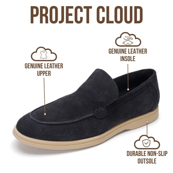 Project Cloud Men's |  100% Genuine Leather - Venetian Loafers | Memory Foam | Lightweight | Non-Slip - Mark
