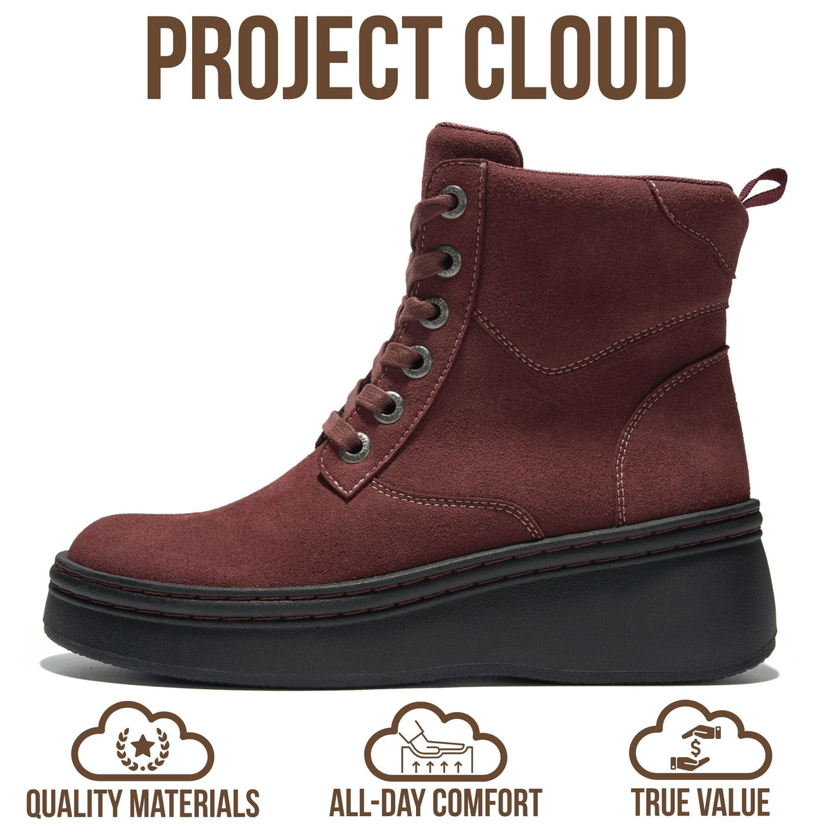 Project Cloud Women's | Genuine Suede Leather Ankle Boots | Smart Foam | Lightweight | Non-Slip Mckenzie