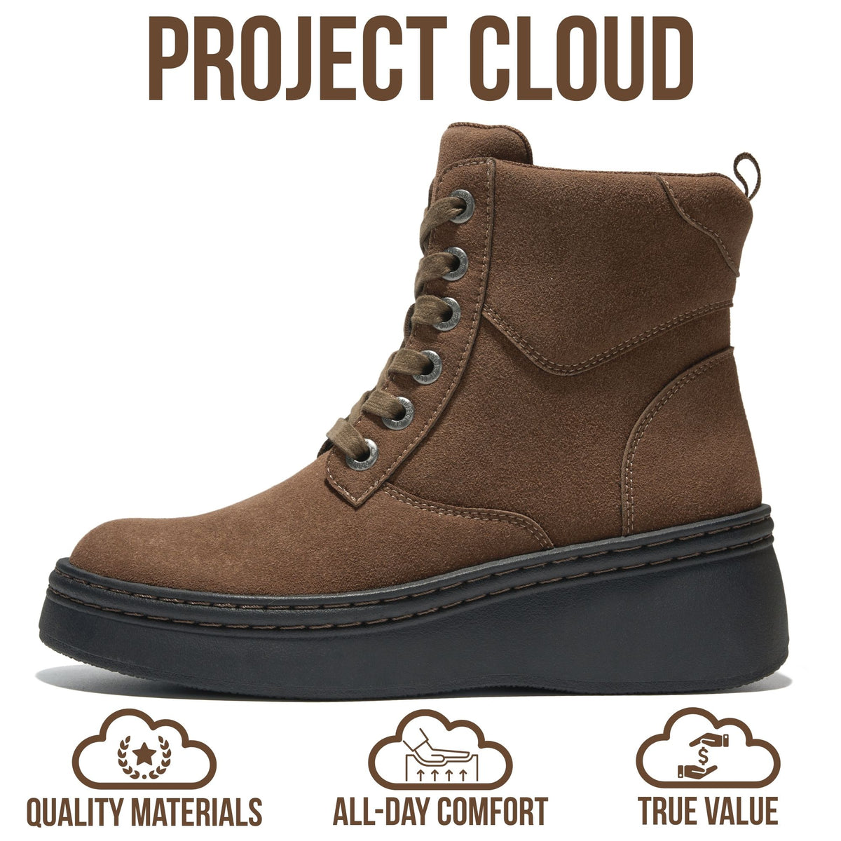 Project Cloud Women's | Genuine Suede Leather Ankle Boots | Smart Foam | Lightweight | Non-Slip Mckenzie