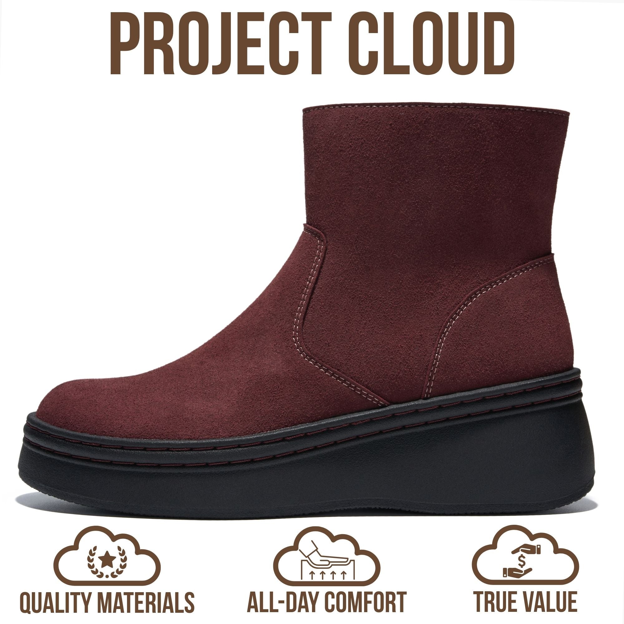 Project Cloud Women's | Genuine Suede Leather Ankle Boots | Smart Foam | Lightweight | Non-Slip Mia