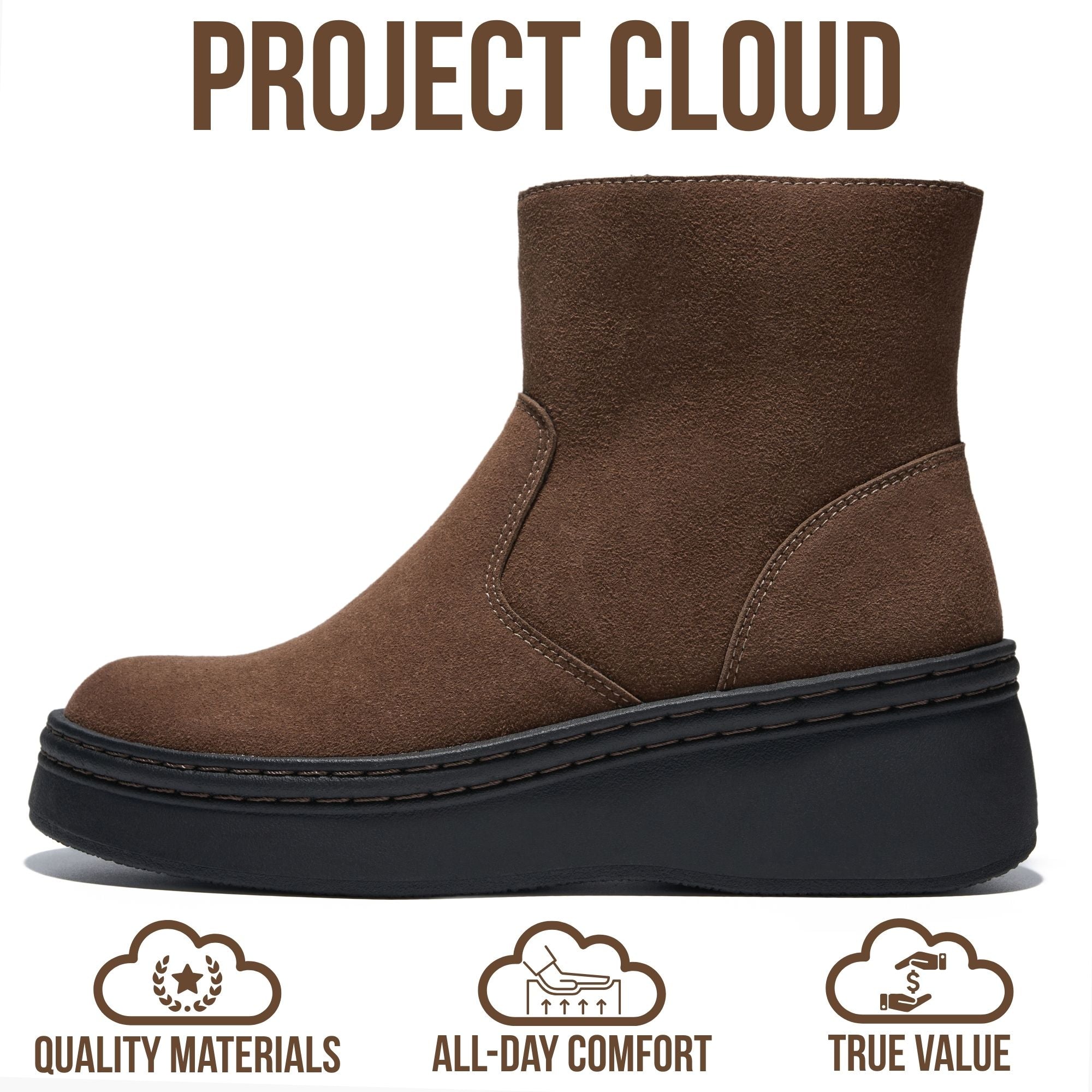 Project Cloud Women's | Genuine Suede Leather Ankle Boots | Smart Foam | Lightweight | Non-Slip Mia