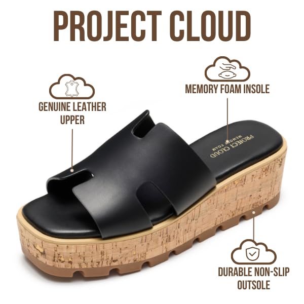 Project Cloud Women's | Genuine Leather Wedge Sandals | Memory Foam | Lightweight | Non-Slip - Mila - Project Cloud - Sandals -Shop Project Cloud premium footwear Now!