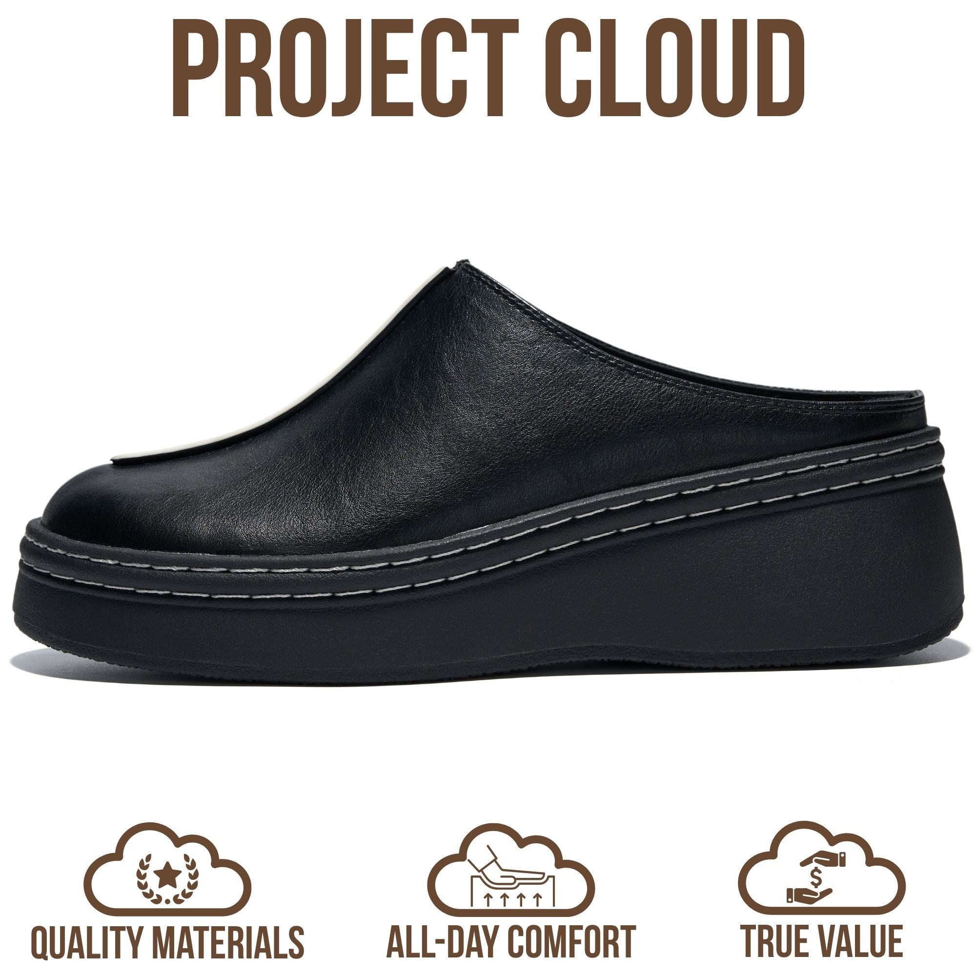 Project Cloud Women's | Genuine Leather Platform Clogs | Smart Foam Insole | Lightweight | Non-Slip - Mix