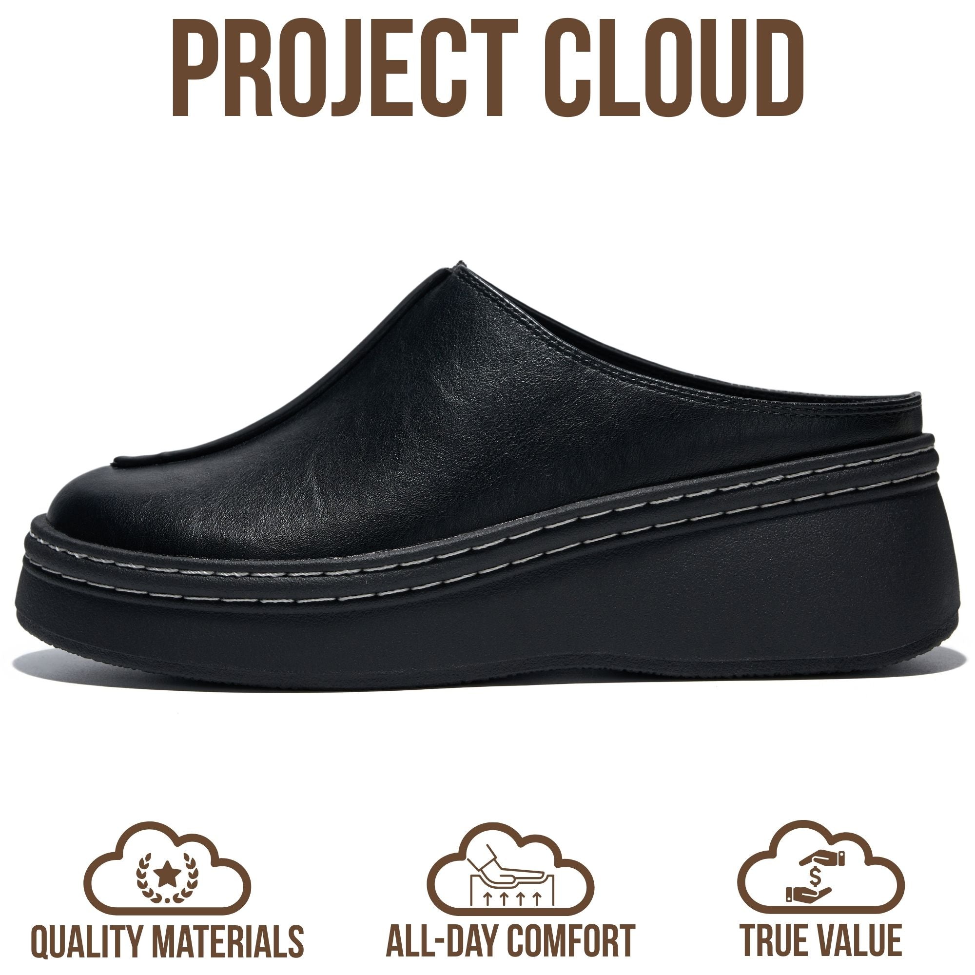 Project Cloud Women's | Genuine Leather Platform Clogs | Smart Foam Insole | Lightweight | Non-Slip - Mix