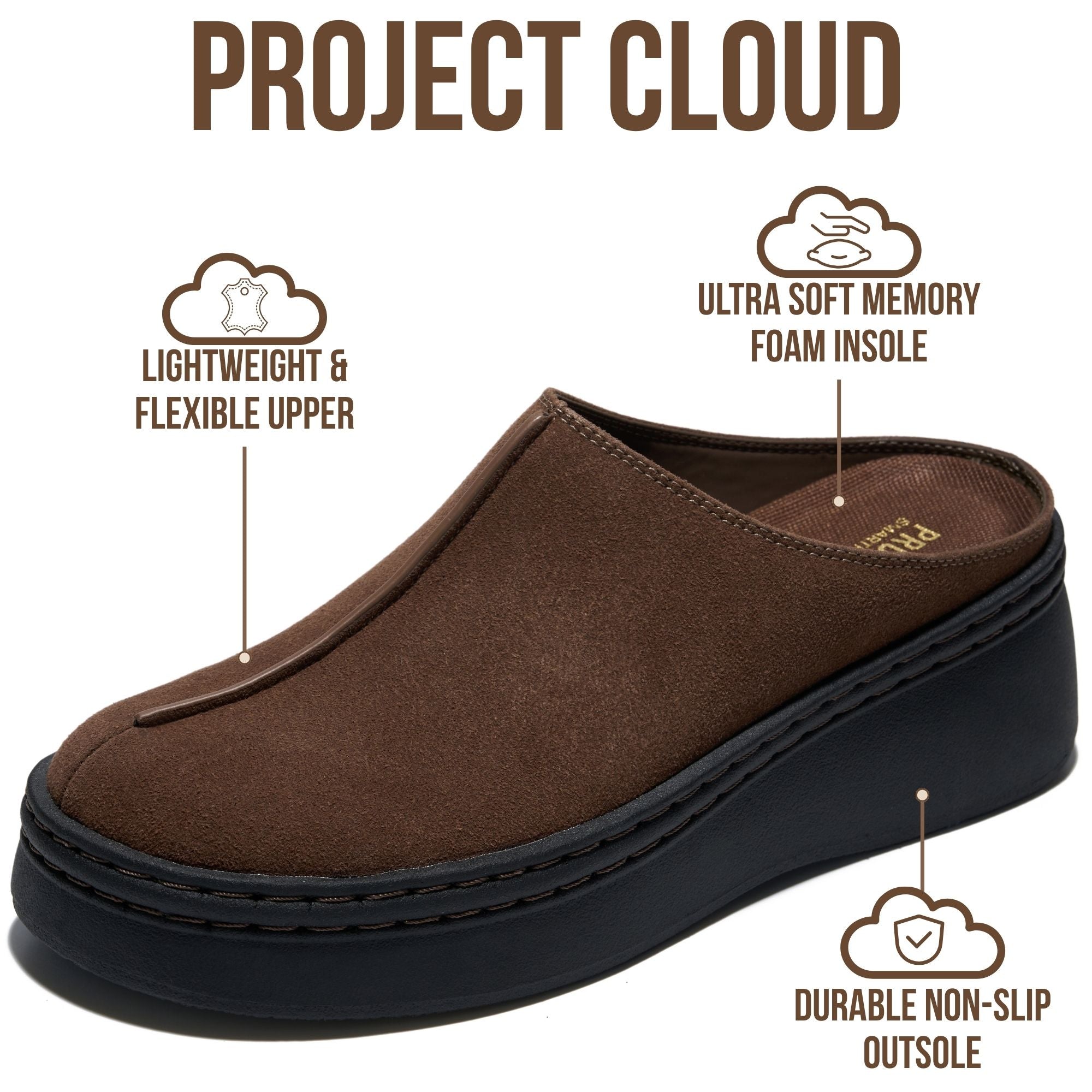 Project Cloud Women's | Genuine Leather Platform Clogs | Smart Foam Insole | Lightweight | Non-Slip - Mix