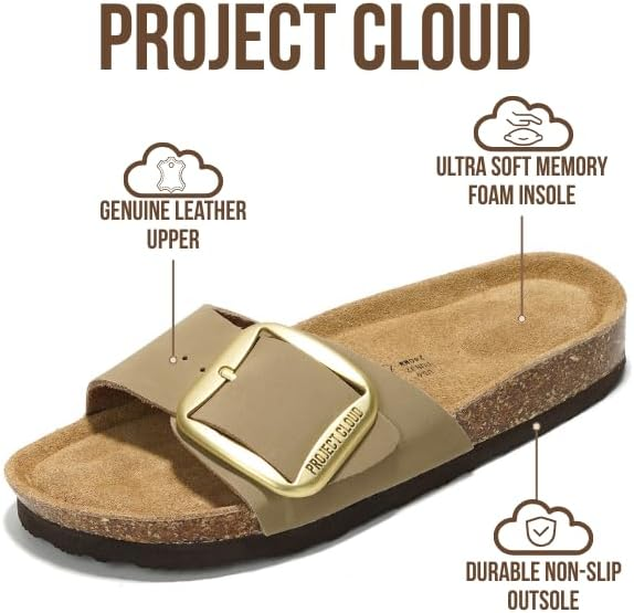 Project Cloud Women's | 100% Genuine Leather Women Sandals | Memory Foam | Lightweight | Non-Slip - Mykonos - Project Cloud - Sandals -Shop Project Cloud premium footwear Now!