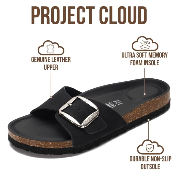 Project Cloud Women's | 100% Genuine Leather Women Sandals | Memory Foam | Lightweight | Non-Slip - Mykonos