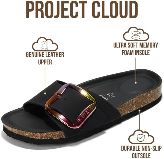 Project Cloud Women's | 100% Genuine Leather Women Sandals | Memory Foam | Lightweight | Non-Slip - Mykonos - Project Cloud - Sandals -Shop Project Cloud premium footwear Now!
