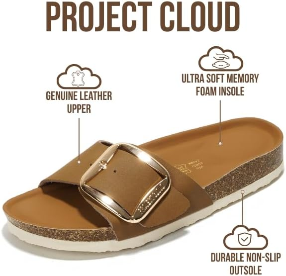 Project Cloud Women's | 100% Genuine Leather Women Sandals | Memory Foam | Lightweight | Non-Slip - Mykonos - Project Cloud - Sandals -Shop Project Cloud premium footwear Now!