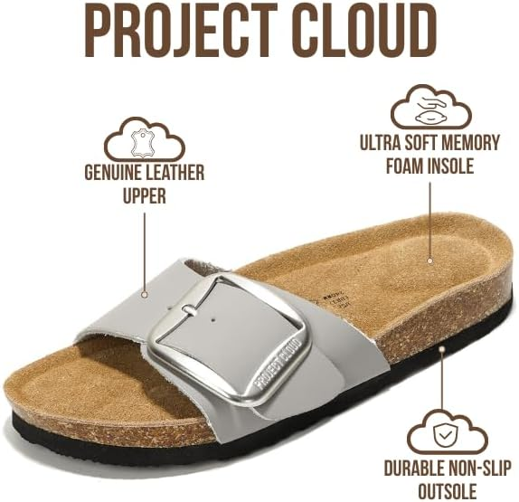 Project Cloud Women's | 100% Genuine Leather Women Sandals | Memory Foam | Lightweight | Non-Slip - Mykonos - Project Cloud - Sandals -Shop Project Cloud premium footwear Now!