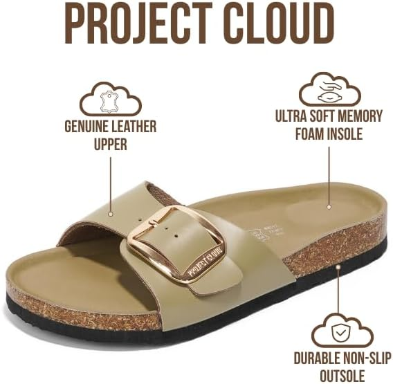 Project Cloud Women's | 100% Genuine Leather Women Sandals | Memory Foam | Lightweight | Non-Slip - Mykonos - Project Cloud - Sandals -Shop Project Cloud premium footwear Now!