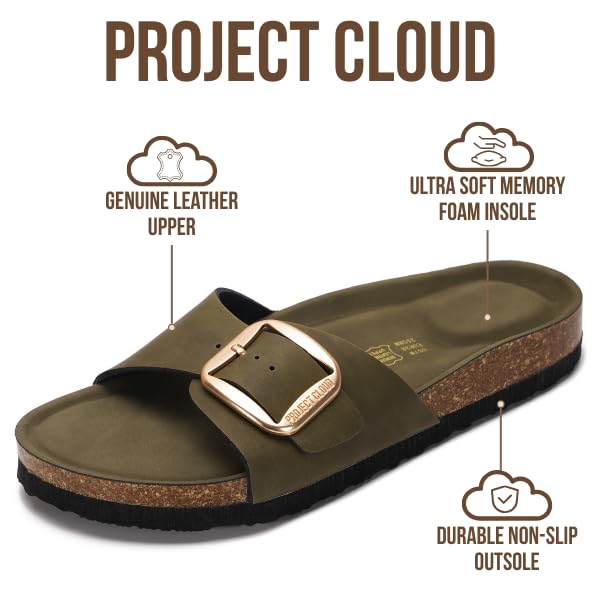 Project Cloud Women's | 100% Genuine Leather Women Sandals | Memory Foam | Lightweight | Non-Slip - Mykonos
