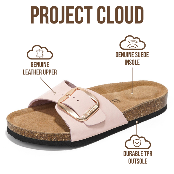 Sandalias de cuero para mujer Mykonos con plantilla de gamuza y pie de corcho, cómodas 