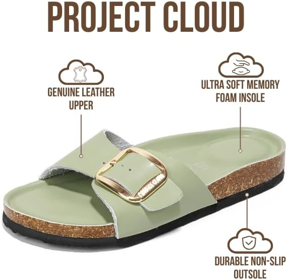 Project Cloud Women's | 100% Genuine Leather Women Sandals | Memory Foam | Lightweight | Non-Slip - Mykonos - Project Cloud - Sandals -Shop Project Cloud premium footwear Now!