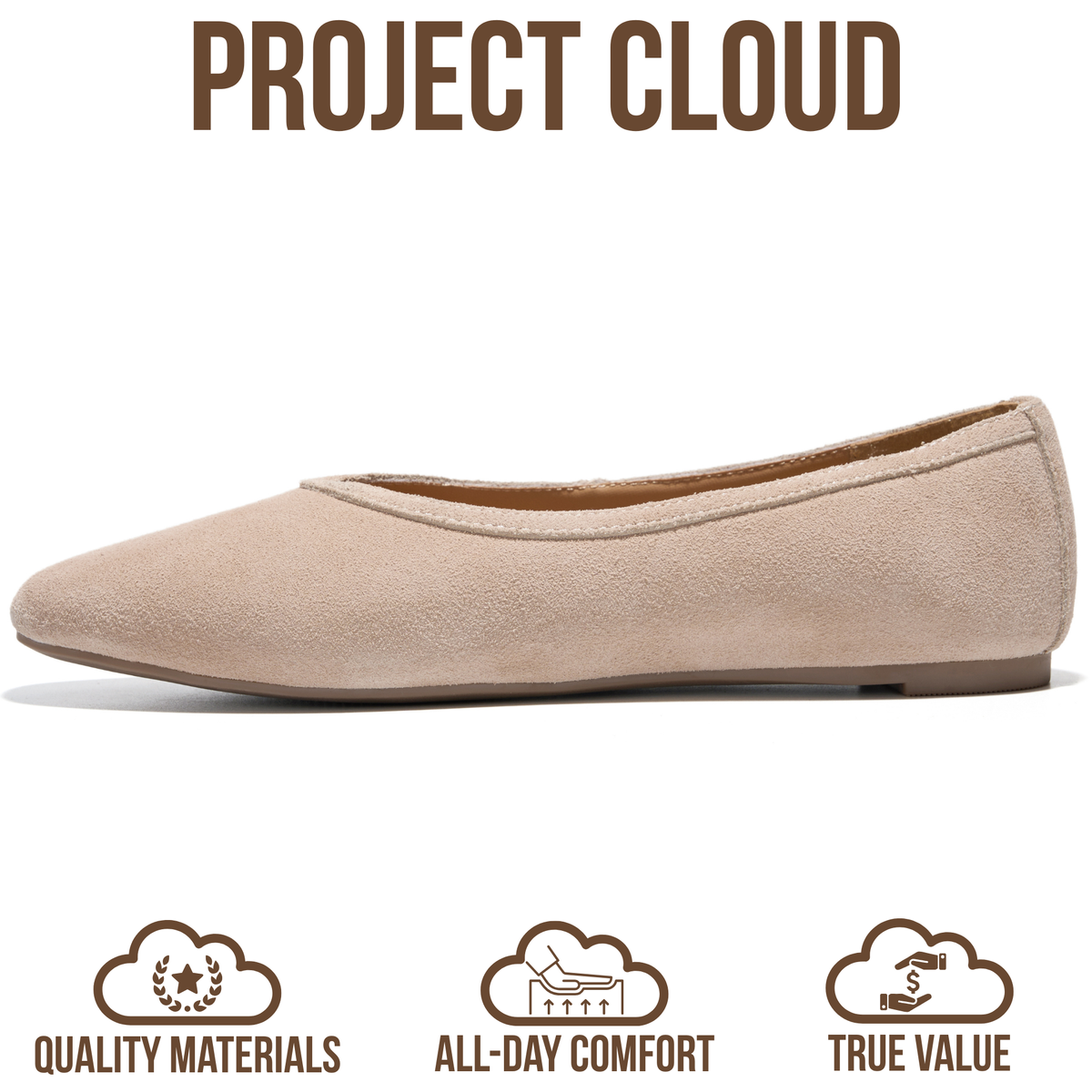 Project Cloud Women's | Genuine Leather Ballet Flats for Women | Memory Foam | Lightweight | Non-Slip - Nikki