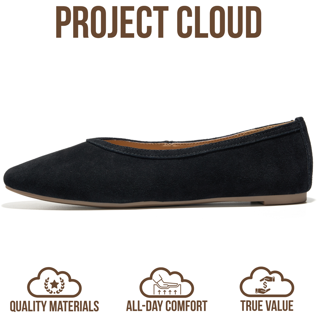 Project Cloud Women's | Genuine Leather Ballet Flats for Women | Memory Foam | Lightweight | Non-Slip - Nikki