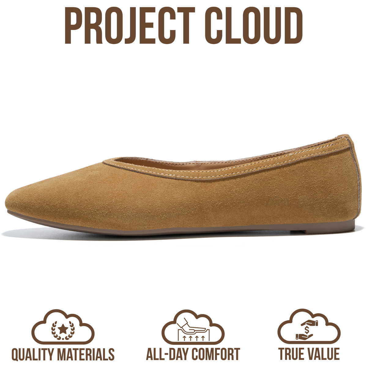 Project Cloud Women's | Genuine Leather Ballet Flats for Women | Memory Foam | Lightweight | Non-Slip - Nikki