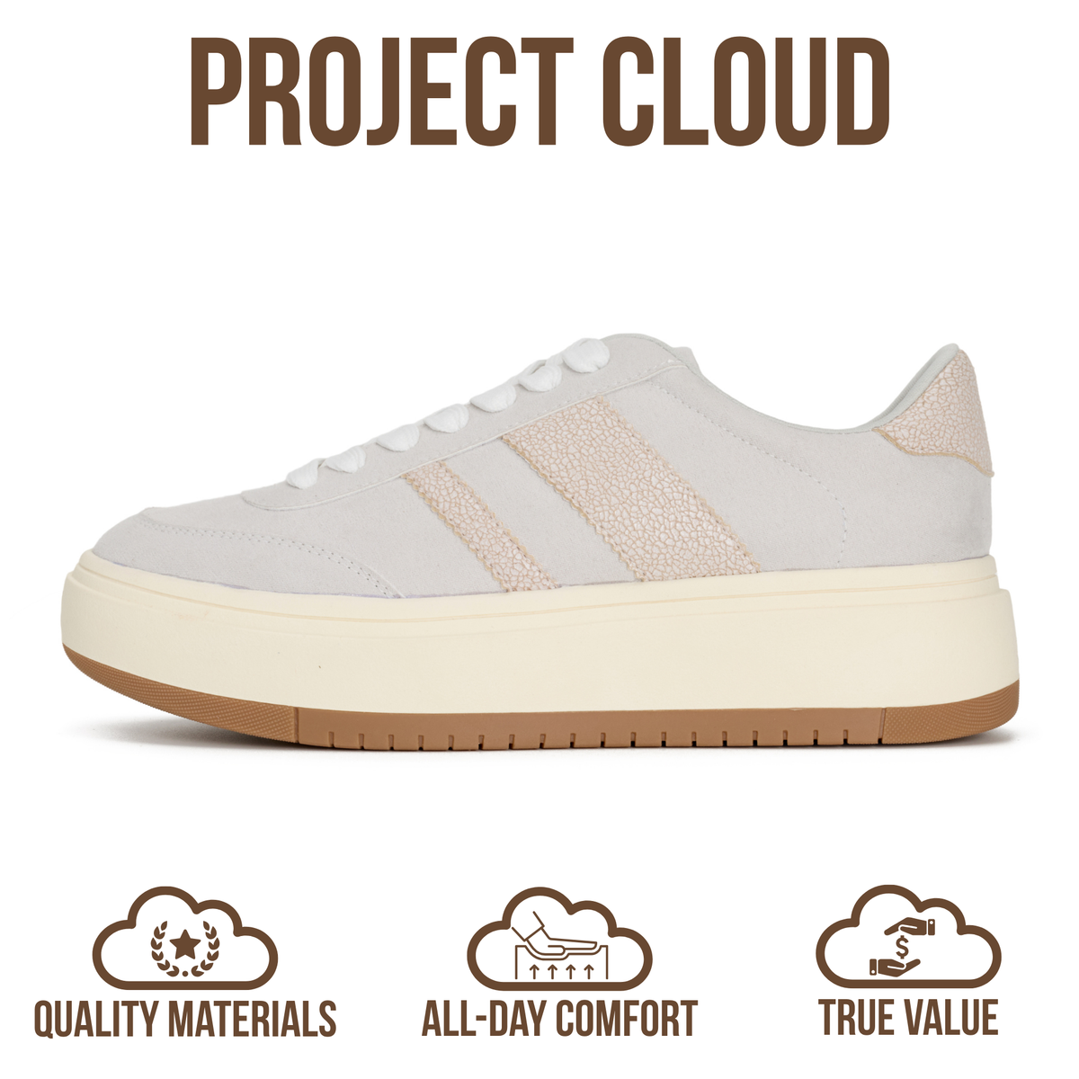 Project Cloud Women's | Lace-up Sneakers | Memory Foam Insole | Non-Slip - Nita - Project Cloud - Sneaker -Shop Project Cloud premium footwear Now!
