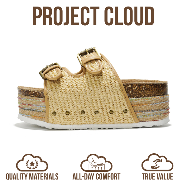 Project Cloud | "Oliy" Genuine Leather Wedge Sandals for Women | Buckle | Lightweight | Non-Slip