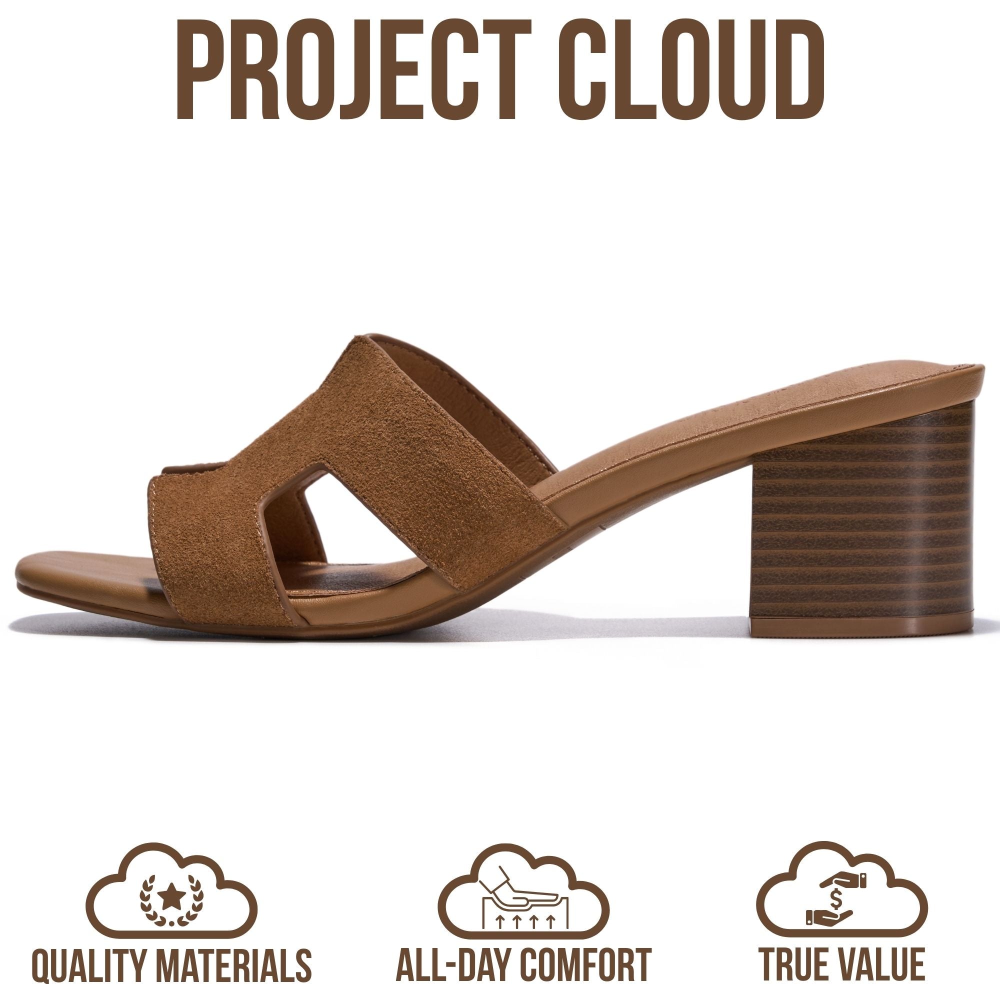 Project Cloud Women's | 100% Genuine Leather Heeled Sandals | Memory Foam | Lightweight | Non-Slip - Opal