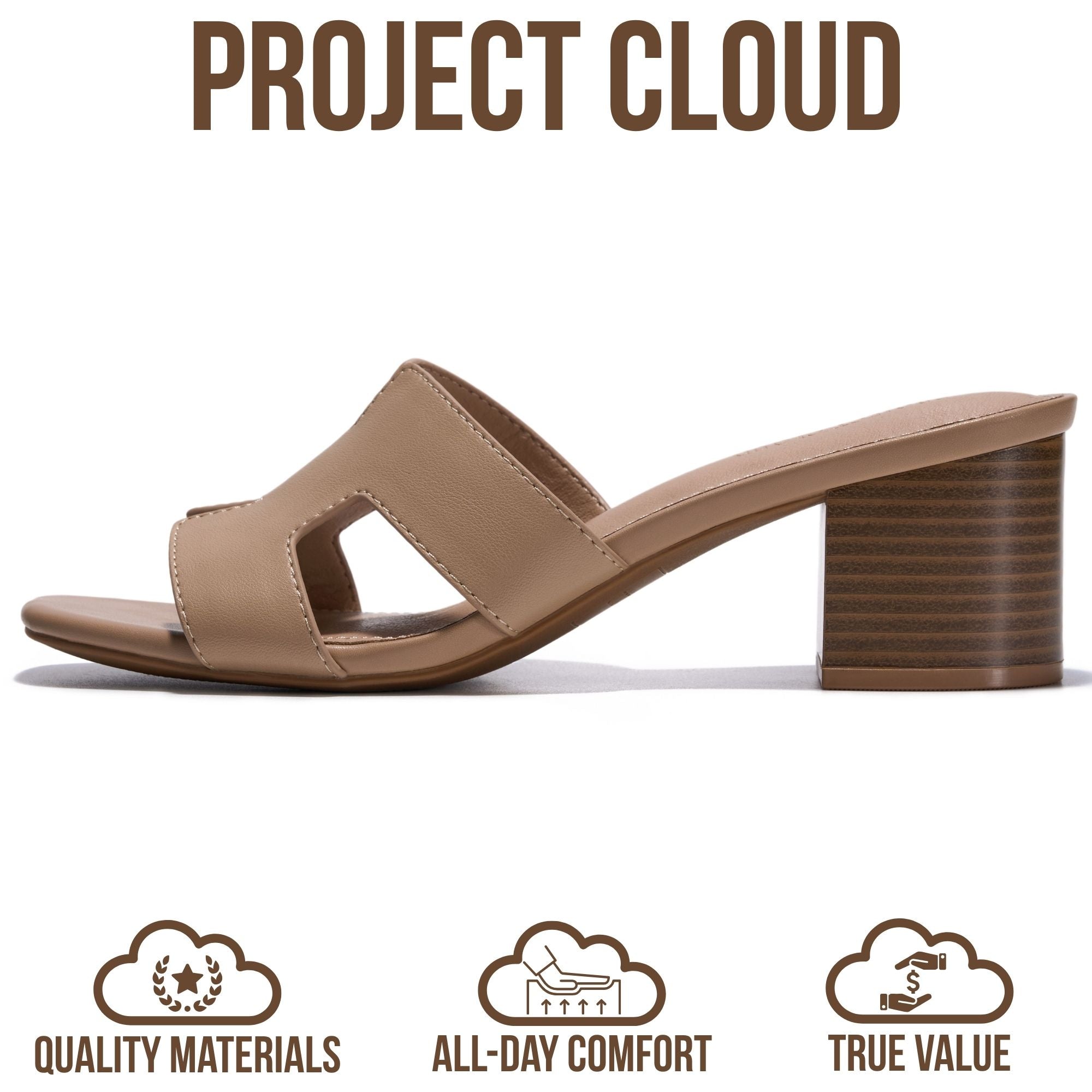 Project Cloud Women's | 100% Genuine Leather Heeled Sandals | Memory Foam | Lightweight | Non-Slip - Opal