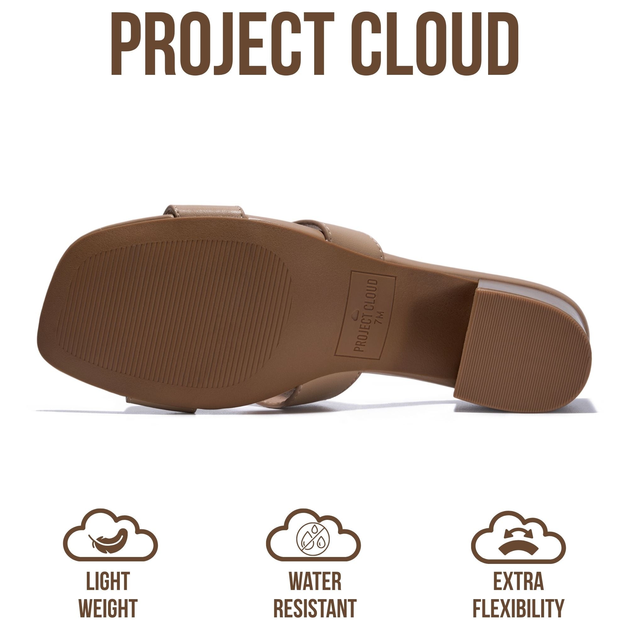 Project Cloud Women's | 100% Genuine Leather Heeled Sandals | Memory Foam | Lightweight | Non-Slip - Opal