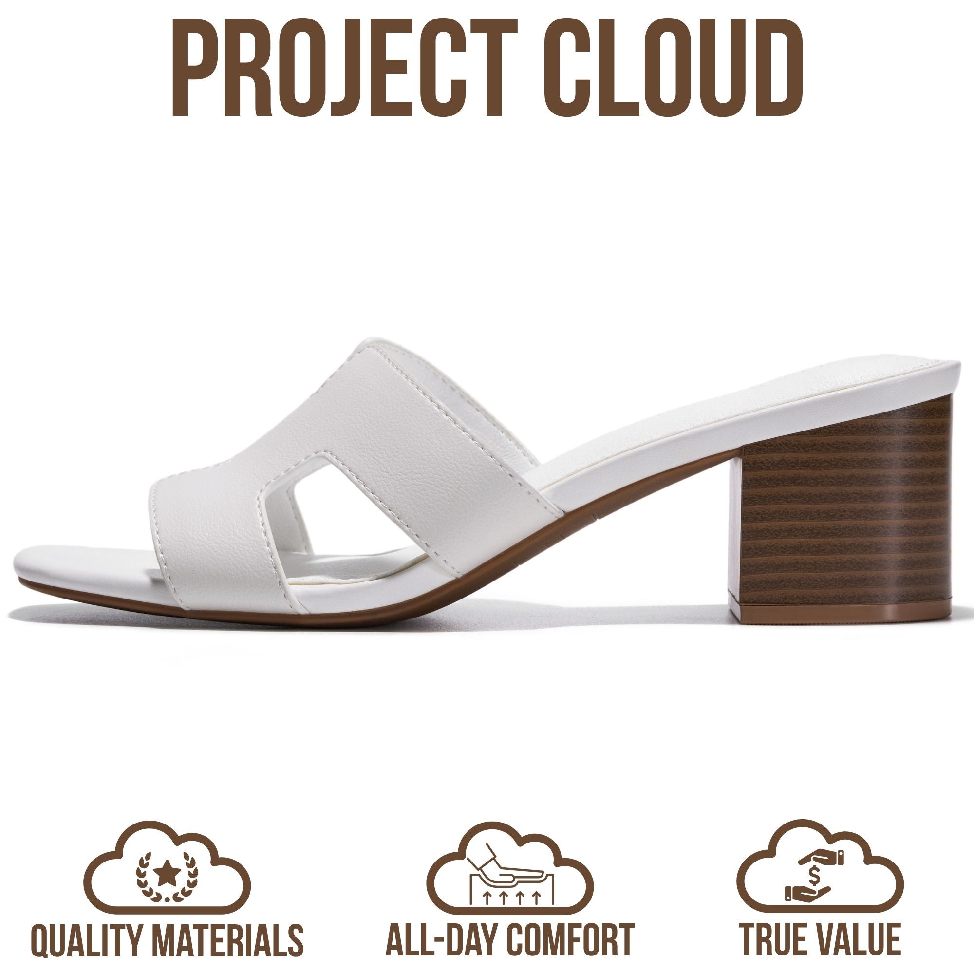 Project Cloud Women's | 100% Genuine Leather Heeled Sandals | Memory Foam | Lightweight | Non-Slip - Opal