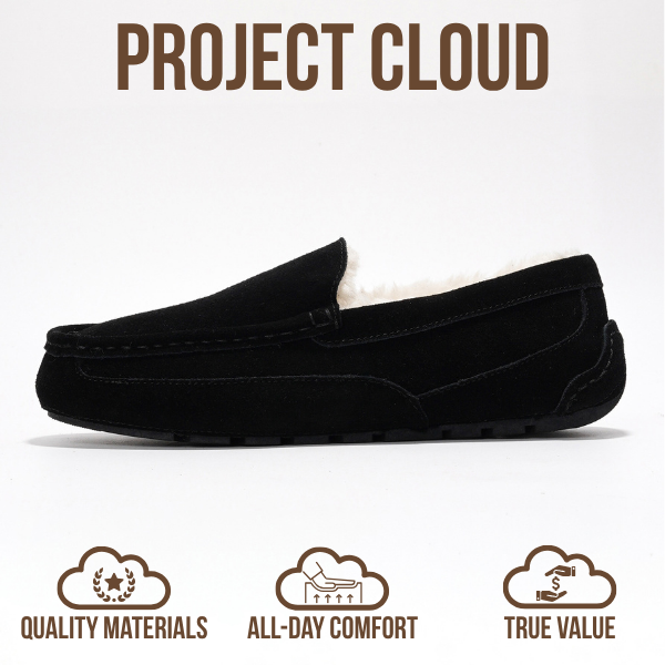 Project Cloud | "Oswin" Genuine Suede Mens Slippers - Loafers | Memory Foam | Lightweight | Non-Slip