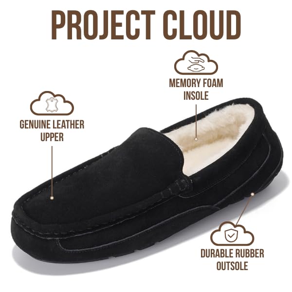 Project Cloud Men's |  Genuine Suede Slippers - Loafers | Memory Foam | Lightweight | Non-Slip - Oswin