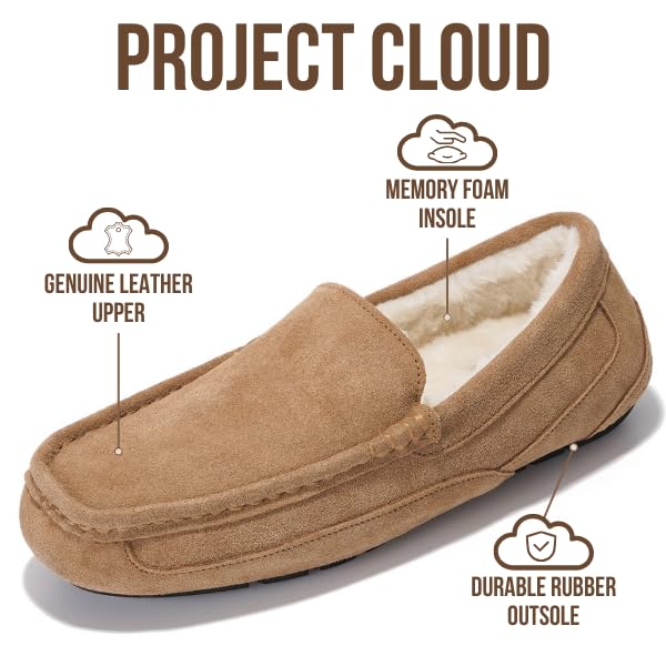Project Cloud Men's |  Genuine Suede Slippers - Loafers | Memory Foam | Lightweight | Non-Slip - Oswin