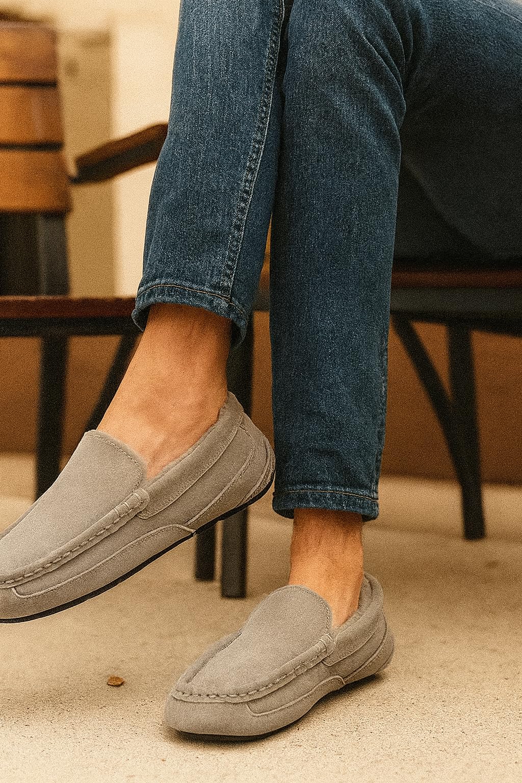 Project Cloud Men's |  Genuine Suede Slippers - Loafers | Memory Foam | Lightweight | Non-Slip - Oswin