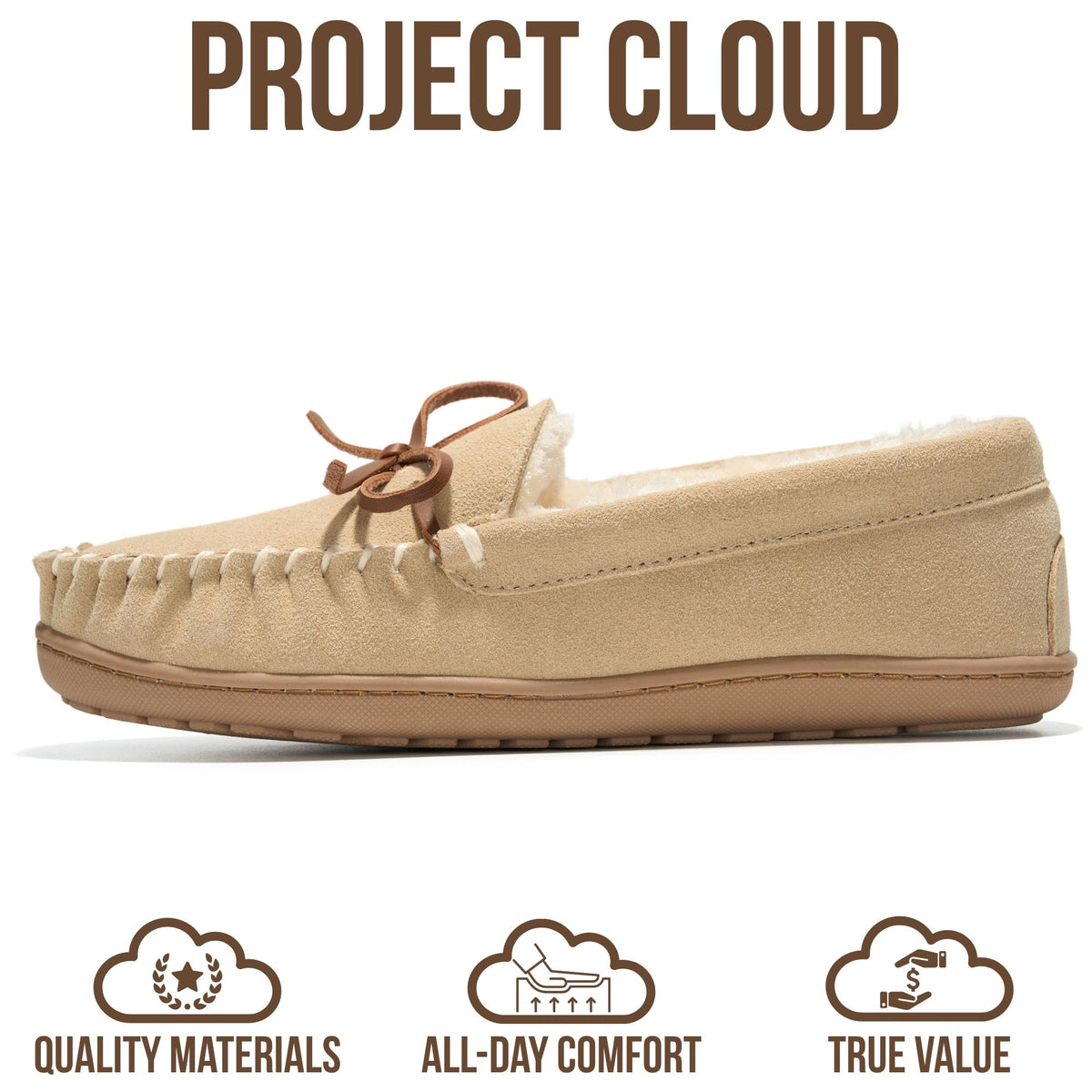 Project Cloud Women's | Genuine Leather Moccasin Slippers | Memory Foam Insole | Lightweight | Non-Slip - Passager