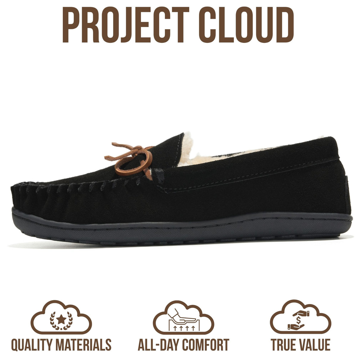Project Cloud Women's | Genuine Leather Moccasin Slippers | Memory Foam Insole | Lightweight | Non-Slip - Passager