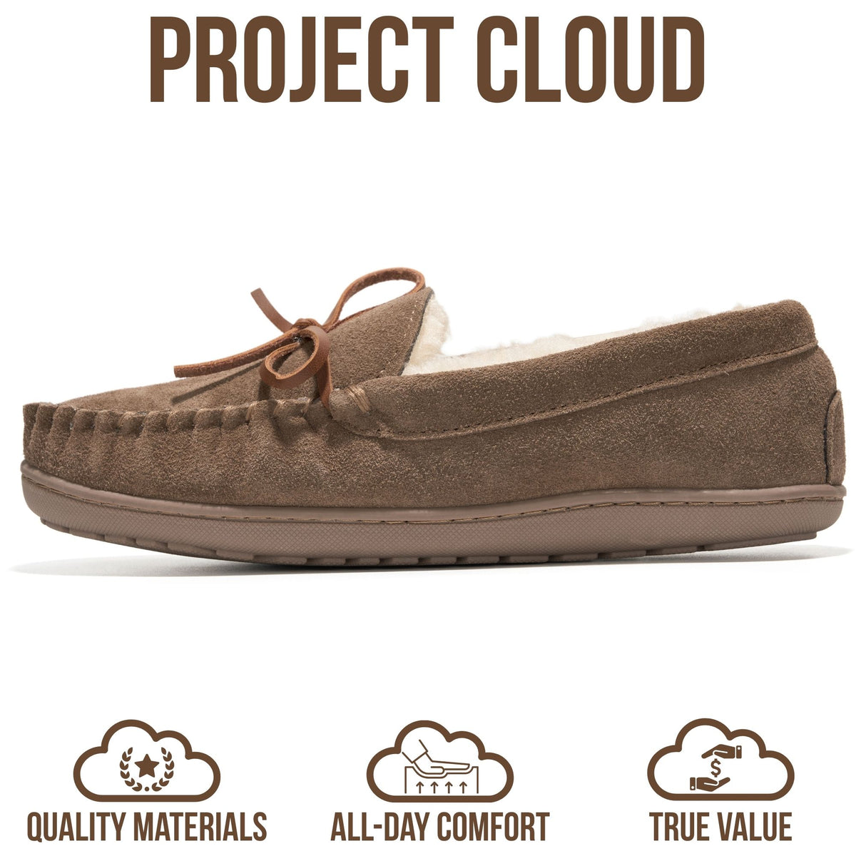 Project Cloud Women's | Genuine Leather Moccasin Slippers | Memory Foam Insole | Lightweight | Non-Slip - Passager