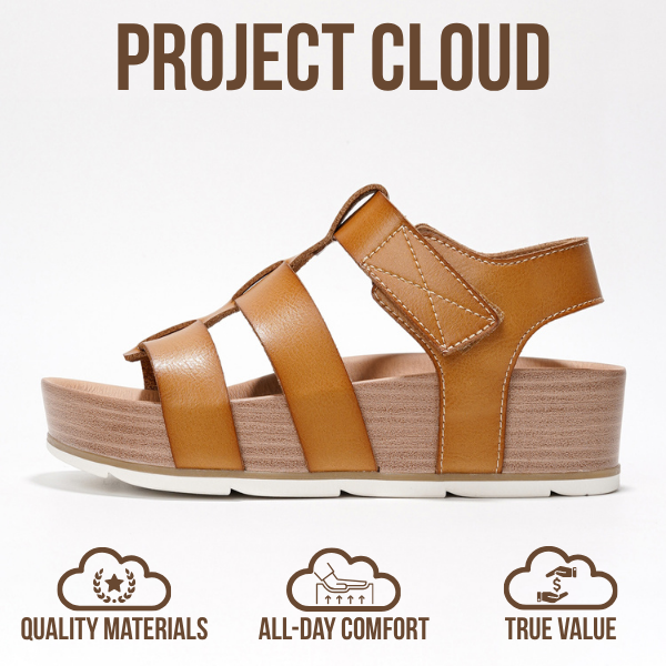 Project Cloud | "Phased" Wedge Sandals | Vegan Leather Upper | Memory Foam | Lightweight | Non-Slip