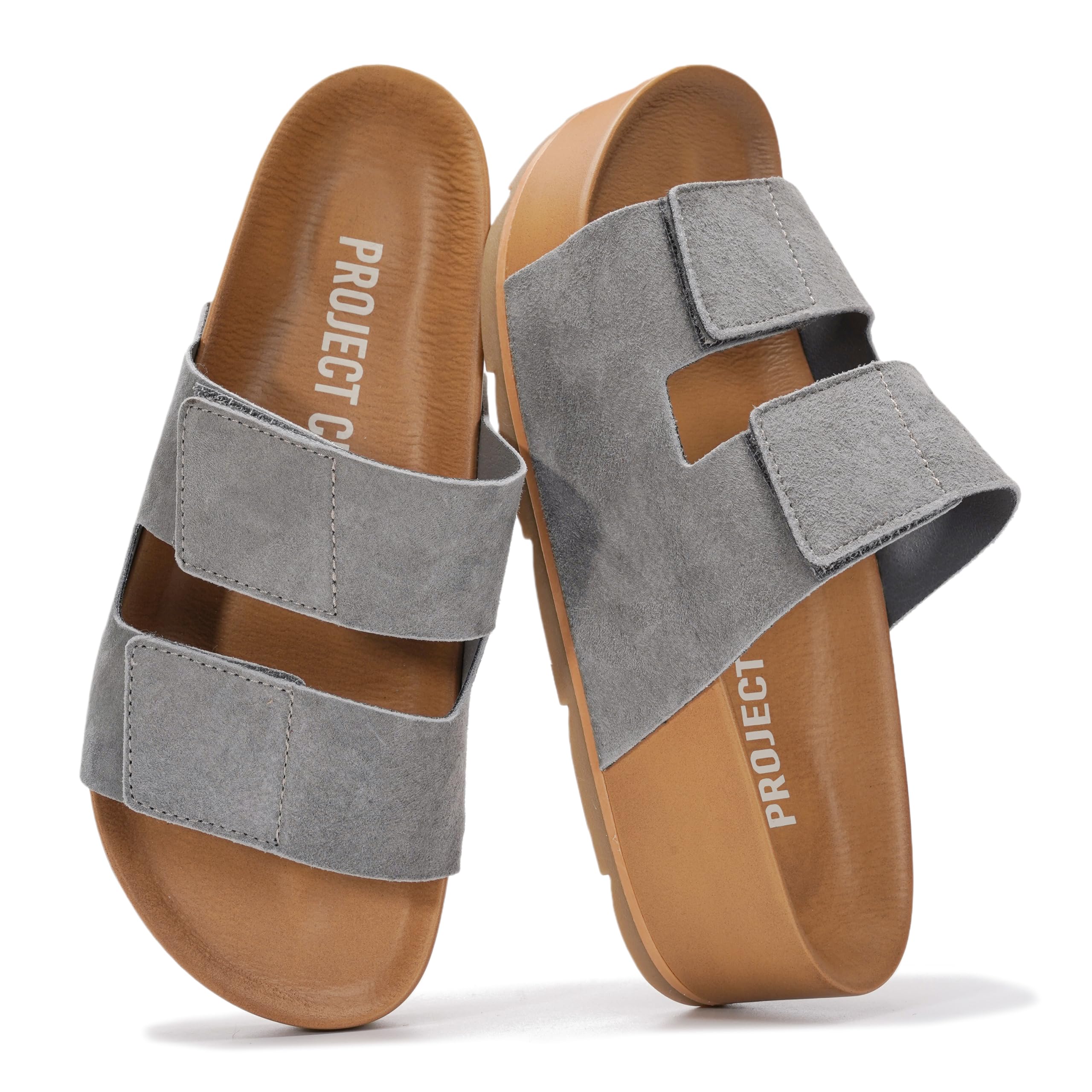 Project Cloud Women's | Genuine Leather  Platform Sandals | Memory Foam Insole | Non-Slip - Pismo