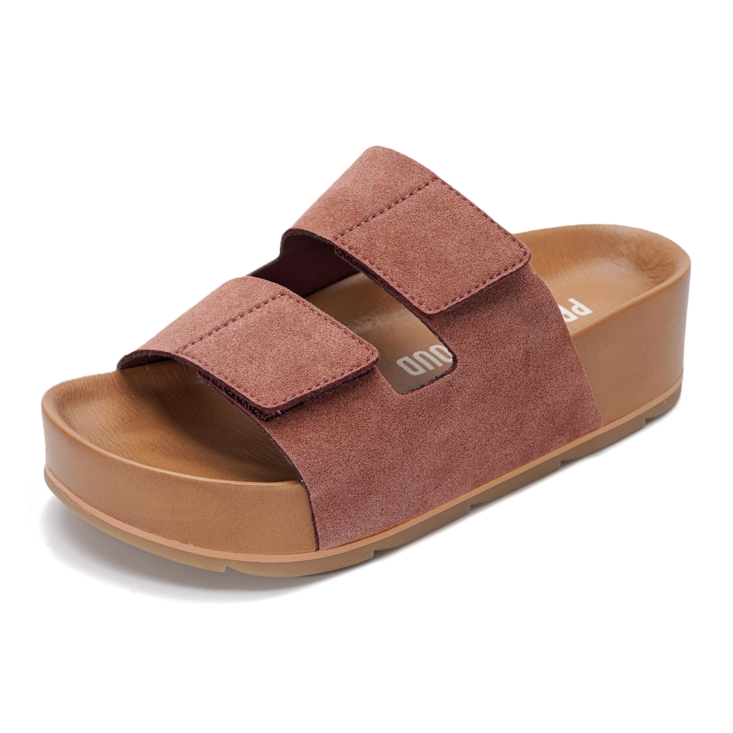 Project Cloud Women's | Genuine Leather  Platform Sandals | Memory Foam Insole | Non-Slip - Pismo