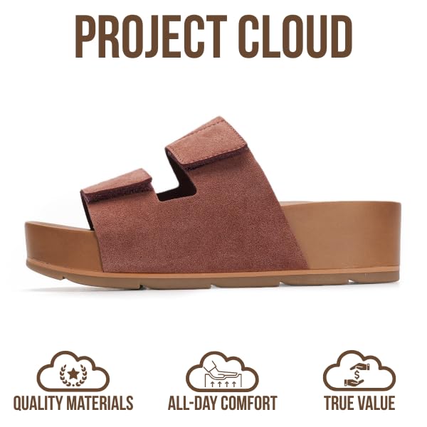 Project Cloud Women's | Genuine Leather  Platform Sandals | Memory Foam Insole | Non-Slip - Pismo