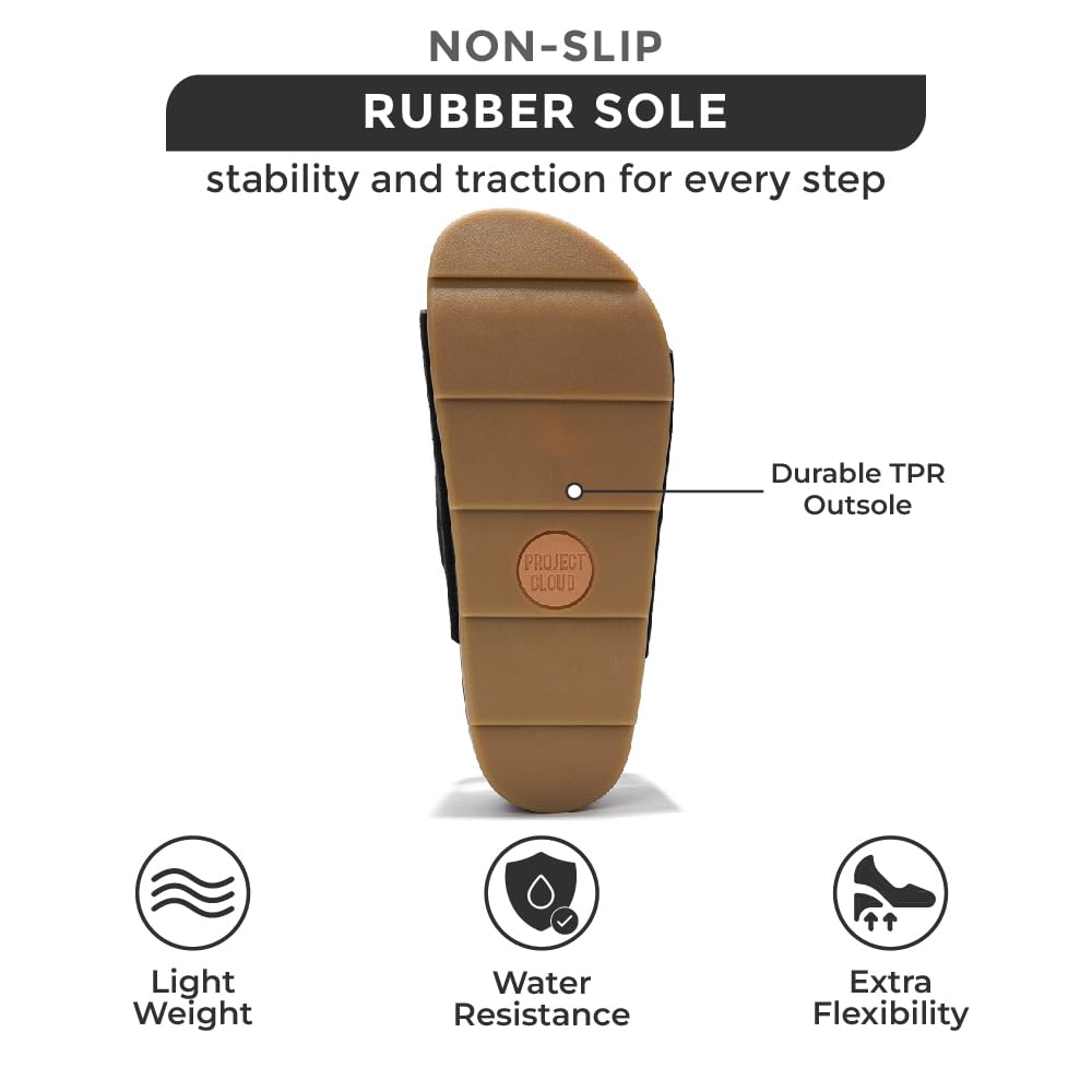 Project Cloud Women's | Genuine Leather  Platform Sandals | Memory Foam Insole | Non-Slip - Pismo