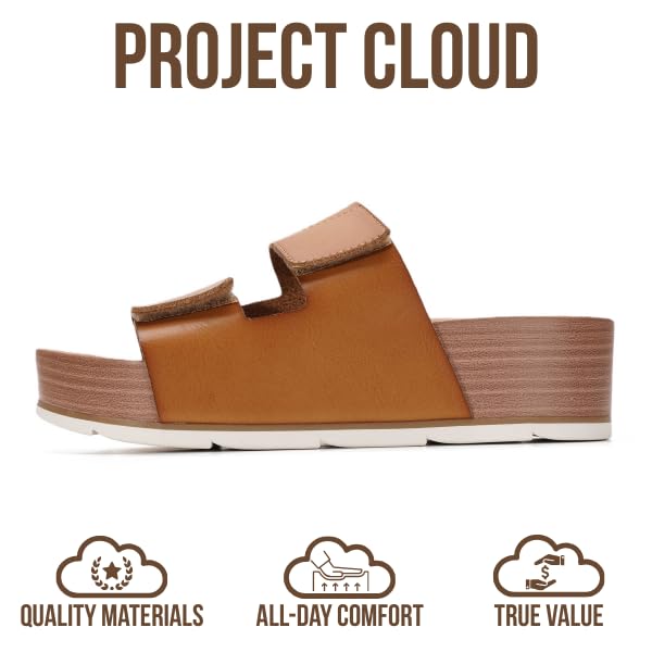 Project Cloud Women's | Genuine Leather  Platform Sandals | Memory Foam Insole | Non-Slip - Pismo
