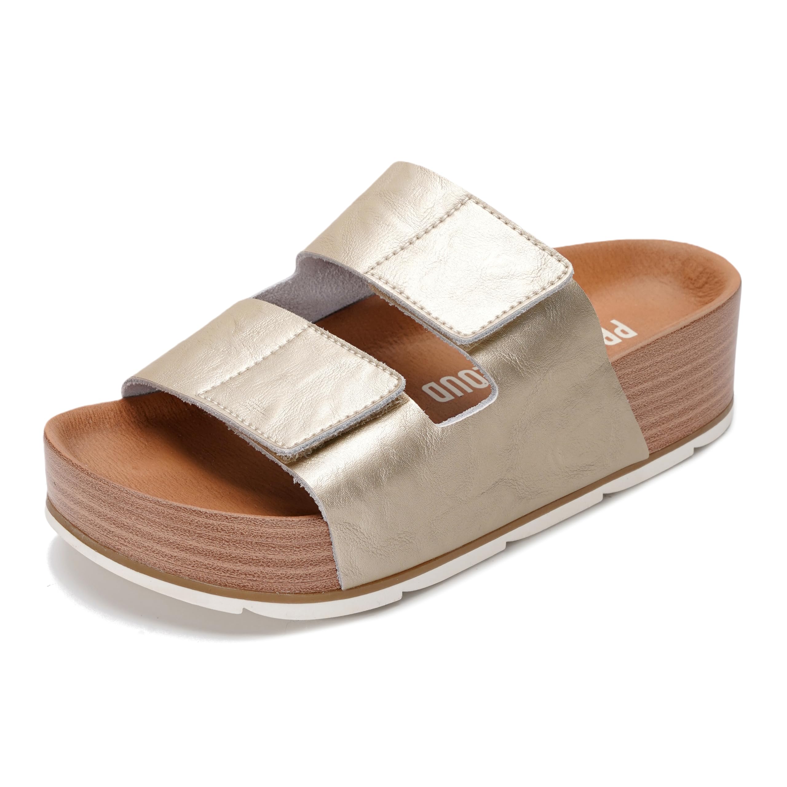 Project Cloud Women's | Genuine Leather  Platform Sandals | Memory Foam Insole | Non-Slip - Pismo