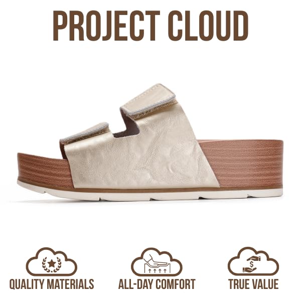 Project Cloud Women's | Genuine Leather  Platform Sandals | Memory Foam Insole | Non-Slip - Pismo