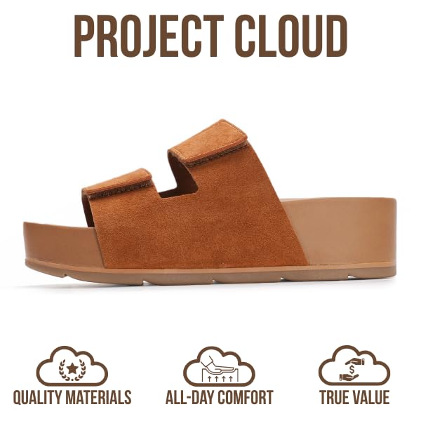 Project Cloud Women's | Genuine Leather  Platform Sandals | Memory Foam Insole | Non-Slip - Pismo