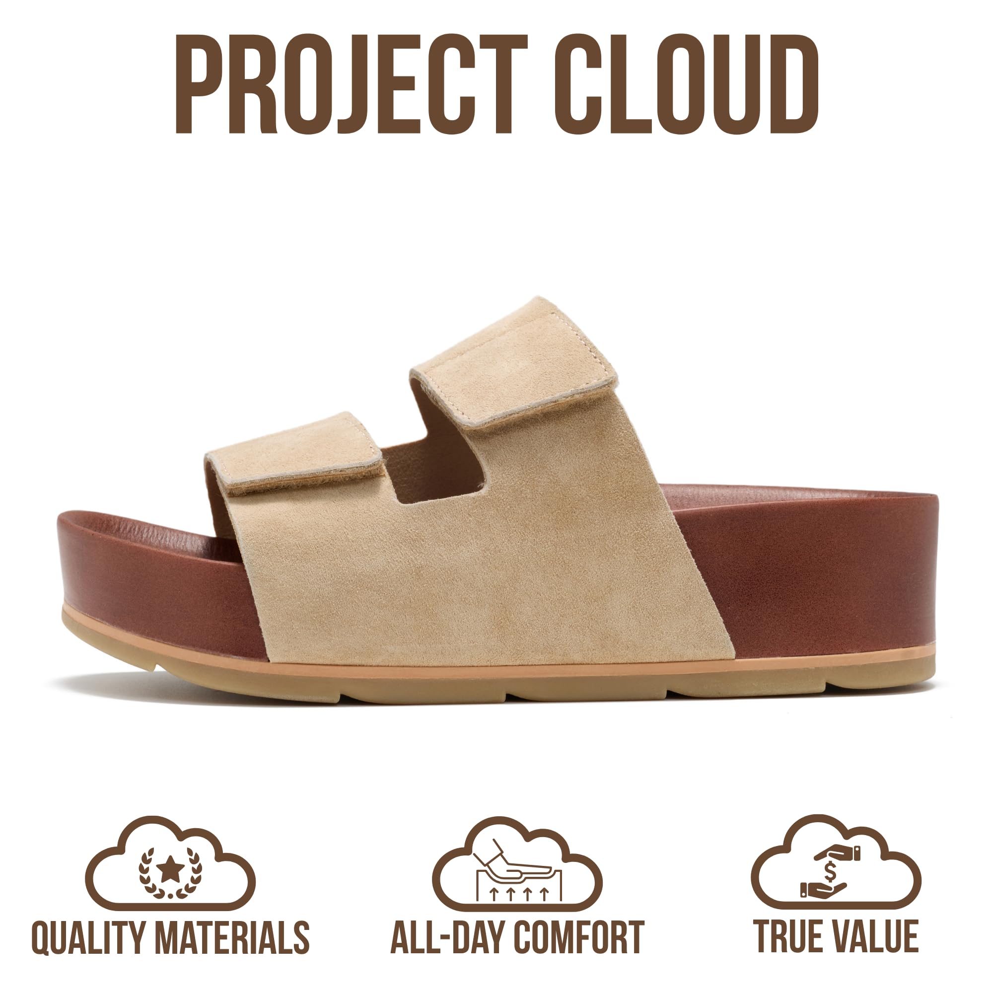 Project Cloud Women's | Platform Sandals | Plush & Soft Insole